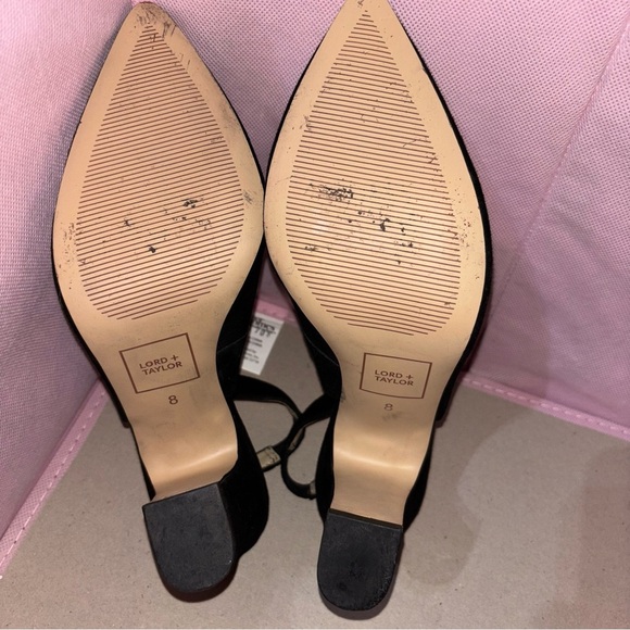 Lord + Taylor Juleeza Black Suede Leather Heels Size 8 - Picture 8 of 10